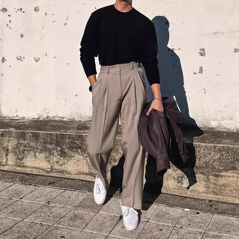 Riolio New British Retro Male Suit Pants Light Luxury Naples Slim-fit Dress Pants Casual Premium Popular Elegant FashionTrousers M-3XL