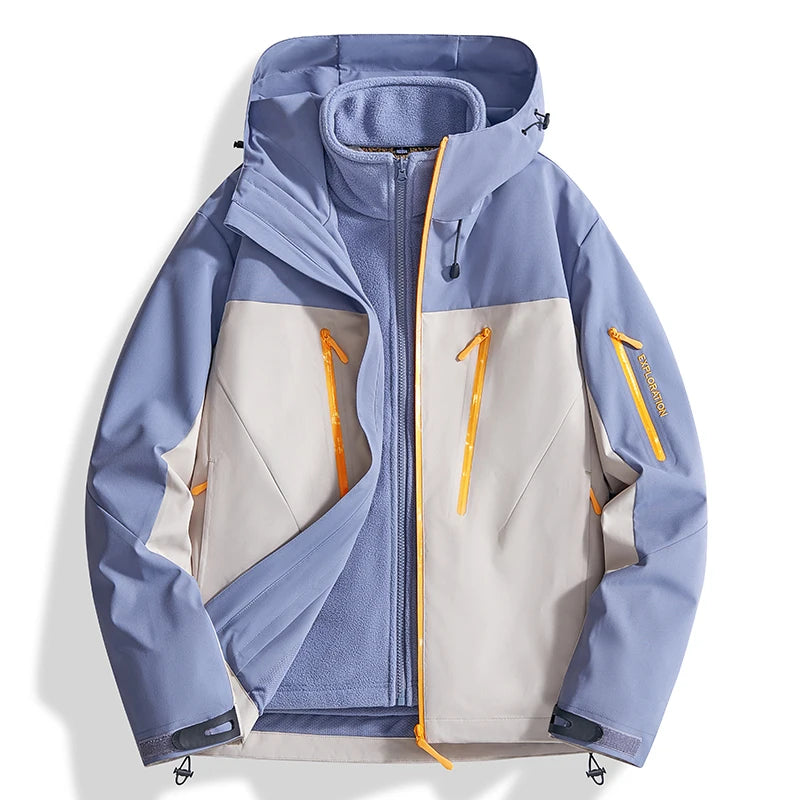 Riolio Men's Outdoor New Jacket Autumn Waterproof Windproof Assault Suit Men Women Three in One Two-piece Set Men's Brand Hiking Suit