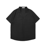 Riolio Summer Short Sleeved Shirt Men Fashion White Casual Shirt Men Streetwear Korean Loose Pullover Shirt Mens Black Dress Shirts