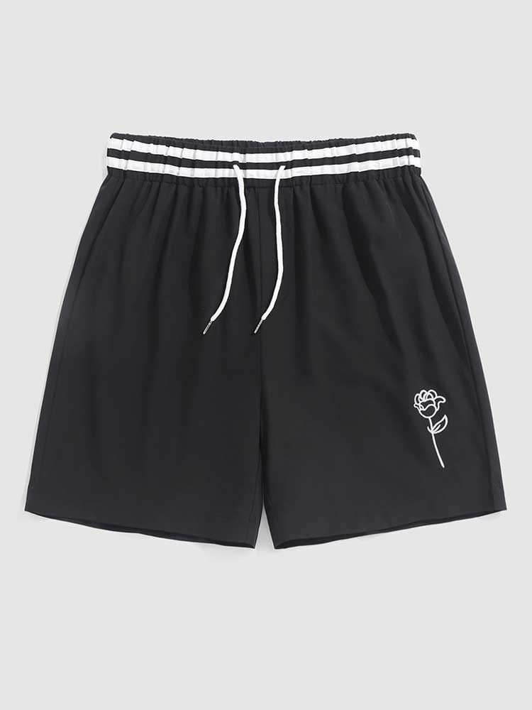 Riolio Tracksuit Suits for Men Rose Embroidered Short Sleeves Baseball Shirt with Shorts Set Streetwear Two Pieces Set Z5090448