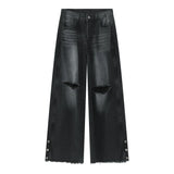 Riolio Autumn Denim Set Men Denim Jacket +Wide Leg Straight Jeans Casual Loose Solid Color Korean Style Street Stand Collar 2pcs Suit