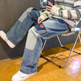 Riolio Men's Jeans Collage Multi Pocket Couple Jeans Beggar Style Cargo Pants High Street Casual Men's Street Clothes Plus Size