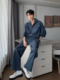 Riolio Men's Shirt Pants Set High-end Shirt Suit Trendy Spring Handsome Long-sleeved Top Loose Straight Trousers Two-piece Set