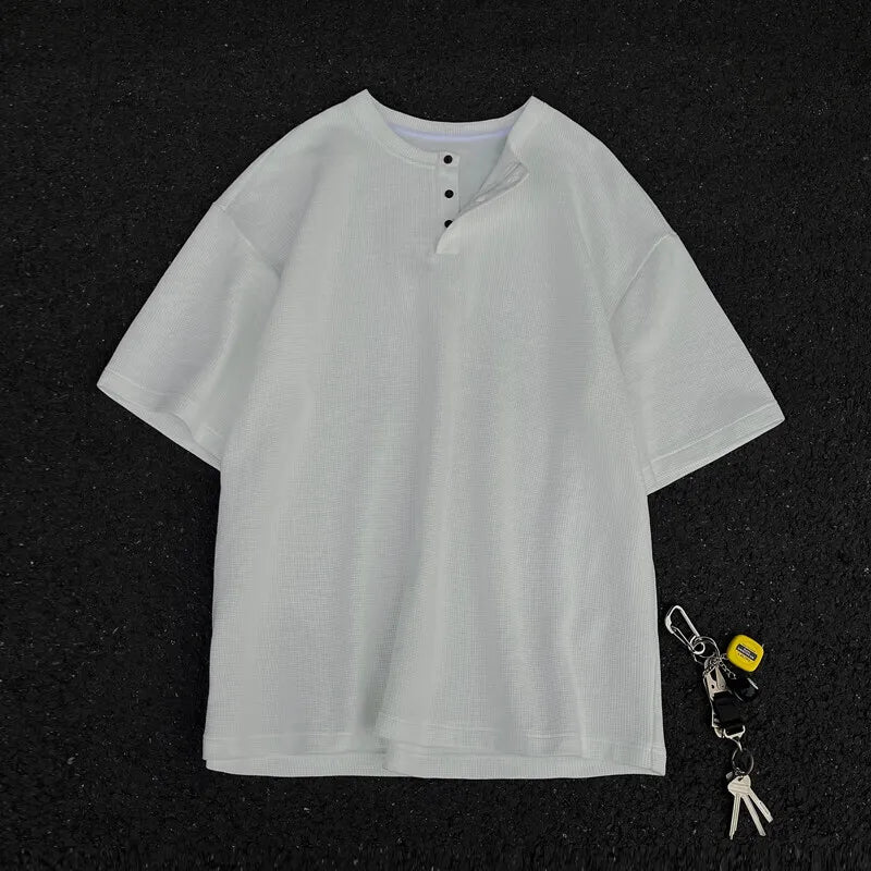 Riolio Summer Short Sleeved T-shirt Men White Checkered T Shirt Men Streetwear Korean Loose Round Neck T Shirt Mens Top Large Size 4XL