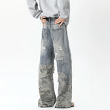 Riolio Camouflage Wide jeans men Ripped Patchwork New Mainstream Hip Hop Skateboard Men Women Streetwear High Street Super Loose Jeans