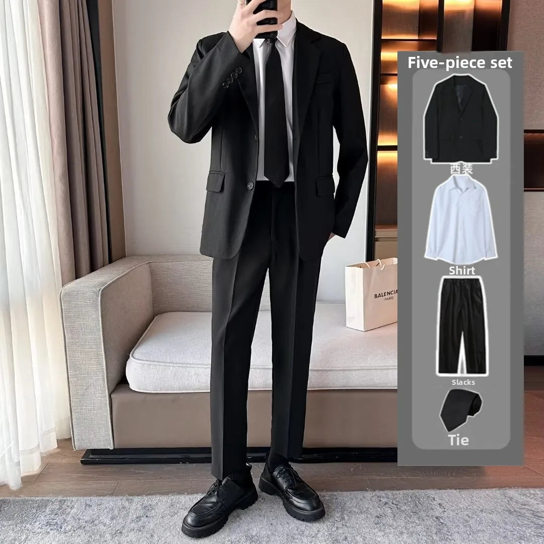 Riolio Busin Casual Men's Suit Set Jaet Casual Spring Autumn Wedding Best Man Marriage Career Formal Small Suit M