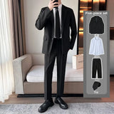 Riolio Busin Casual Men's Suit Set Jaet Casual Spring Autumn Wedding Best Man Marriage Career Formal Small Suit M