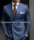 Riolio prom suit High Quality Brown Men's Suits Double Breasted Bespoke Double Breasted Peaked Lapel Formal Blazer Slim Fit 2 Piece Jacket Pants