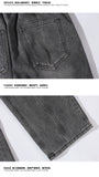 Riolio Jeans men Elastic waist Streetwear Fashion Jeans Black Spring New Men Women Wide Leg Straight Denim Trousers Plus Size 5XL-M