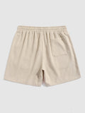 Riolio Two Piece Outfits for Men Casual Basic Solid Corduroy Short Sleeves Button Up Shirt with Drawstring Shorts Set Z5092646