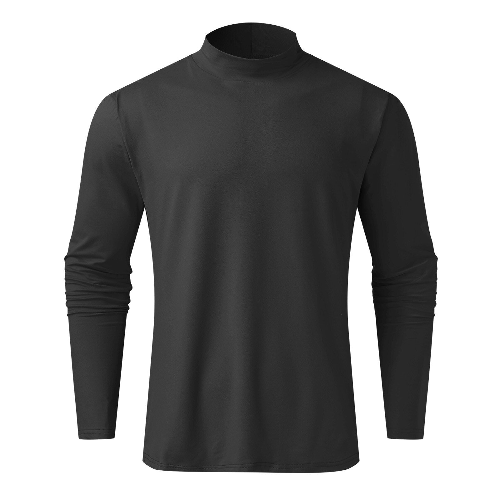 Riolio Turtleneck For Men Solid Colour Slim Elastic Thin Pullover Men Spring Autumn Turtleneck Men Knitting Basic Long Sleeve T-shirt