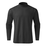 Riolio Turtleneck For Men Solid Colour Slim Elastic Thin Pullover Men Spring Autumn Turtleneck Men Knitting Basic Long Sleeve T-shirt