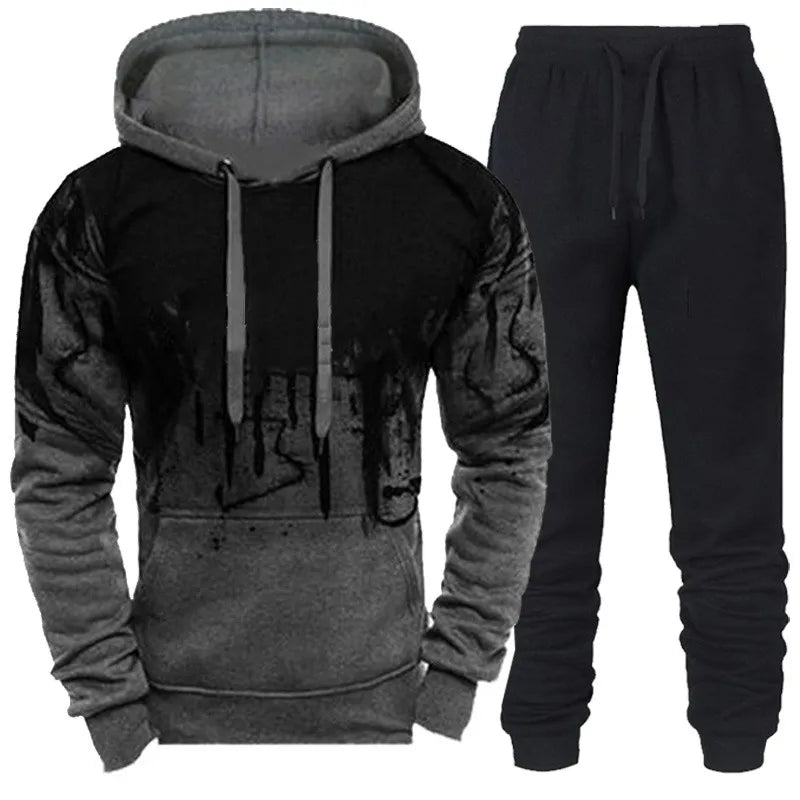 Riolio Autumn Winter Trending Tracksuits Men Camouflage Hoodie + Pant 2 Piece Set Sports Wear 3d Ink Jogging Suits