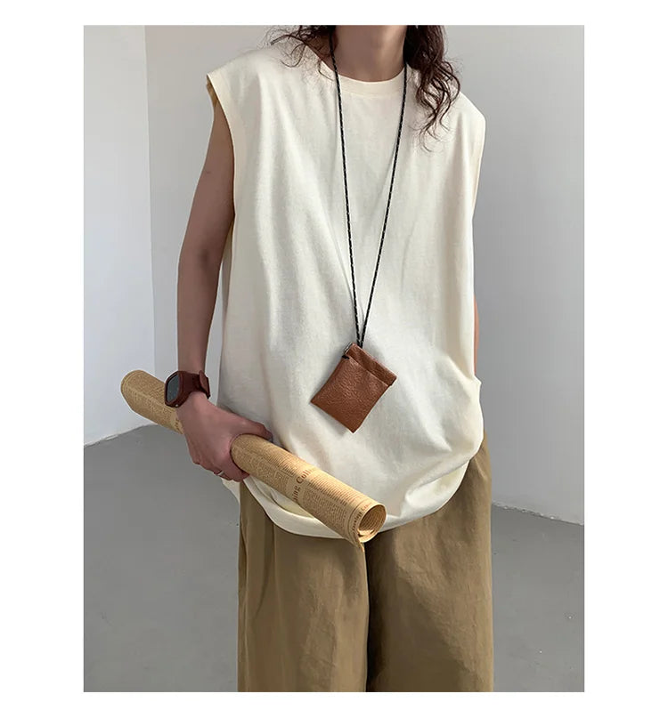 Riolio Summer Men Trendy Casual Streetwear Oversized Sleeveless T-shirt Youth Y2K Hip Hop Cotton Tank Tops Sports Basketball Vest