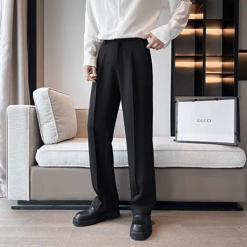 Riolio Wide Leg Gray Baggy Men's Summer Pants Tailoring Chinese Homme Dress Slacks Spring Clothes Male Suit Trousers Formal Designer Up