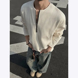 Riolio New Men Slim Fit Half Zip Solid Color Round Neck Long Sleeve Tshirt Spring Base shirt Casual Streetwear Hot Sale Trend T shirt