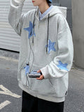 Riolio Fashion Y2k Mens Jacket Coat Harajuku Star Patch Zipper Oversized Hoodies Streetwear Hip Hop Gothic Loose Pocket Man Sweatshirts