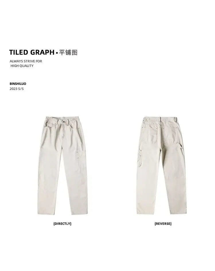 Riolio American High Street Work Pants Spring Autumn New Men's Trousers Straight Japanese Fashion Trend Retro Casual Work Pants Chic