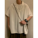 Riolio Summer Short Sleeved Shirt Men Fashion White Casual Shirt Men Streetwear Korean Loose Pullover Shirt Mens Black Dress Shirts