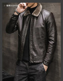 Riolio Casual Punk Rock Thick Leather Coats Slim Windproof Blazer Stand Collar Outwear Men's Pu Leather Jacket Zipper Motorcycle Jacket