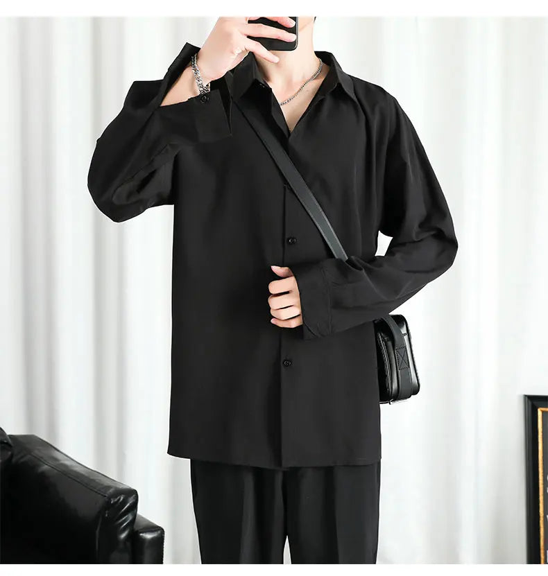 Riolio Shirt Men Solid  Long sleeved Shirt For Men Korean Fashion Shirts Comfortable Blouses Casual Loose Classic Single Breasted Shirt