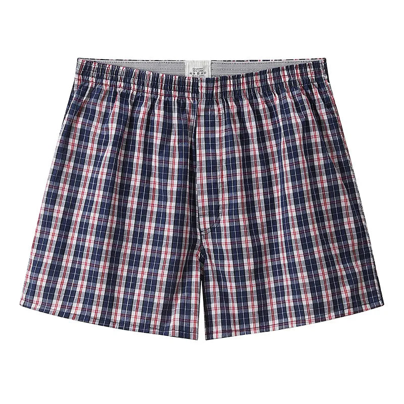 Riolio S-XL Mens Cotton Underwear Boxer Shorts Casual Plaid Elastic Waistband Button Mens Boxer Underwear Comfortable Shorts for Home