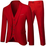Riolio Business Suit Jacket Coat Blazers Trousers Waistcoat Men Wedding Three Pieces Pants Vest Large Size Professional Dress 3 Pcs Set