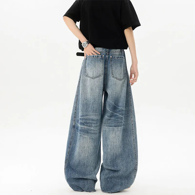 Riolio Wide Leg Washed Baggy Loose Fit High Waisted Vintage Denim Jeans Casual Streetwear Trendy Stretch Comfy Women Men Unisex Fashion