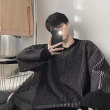 Riolio Hip hop street fashion men and women individuality simple striped sweater couple loose retro autumn and winter knitwear top y2k
