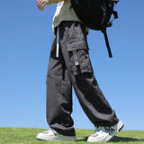 Riolio 6 Colors Men's 100% Cotton Cargo Casual Pants Baggy Straight Elastic Waist Comfortable Trousers Fashion Streetwear Male Clothes