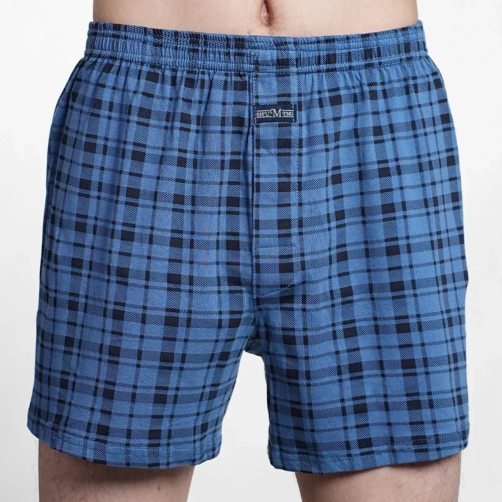 Riolio Men's 100% Cotton Boxer Shorts Foreskin Underwear High Waist Big Underpants Casual Plaid Plus Size Aro Alo Allo Pants M-3XL