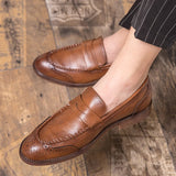 Riolio Brogue Men Shoes Fashion Loafers Comfy PU Leather Men's Flats Luxury Brand Male mocasines Footwear Men Big size Casual Shoes