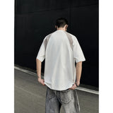 Riolio Mens Breathable Cotton Tshirt man Soft Summer Casual Slim Fit Contrast Panel Simpl Design Streetwear Fashion Tee Line Texture