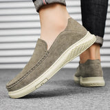 Riolio Men's Suede Leather Comfort Loafers, Flat Casual Slip-on Shoes, Fashion Suede Flats, Classic Round Toe Soft Leather Loafers