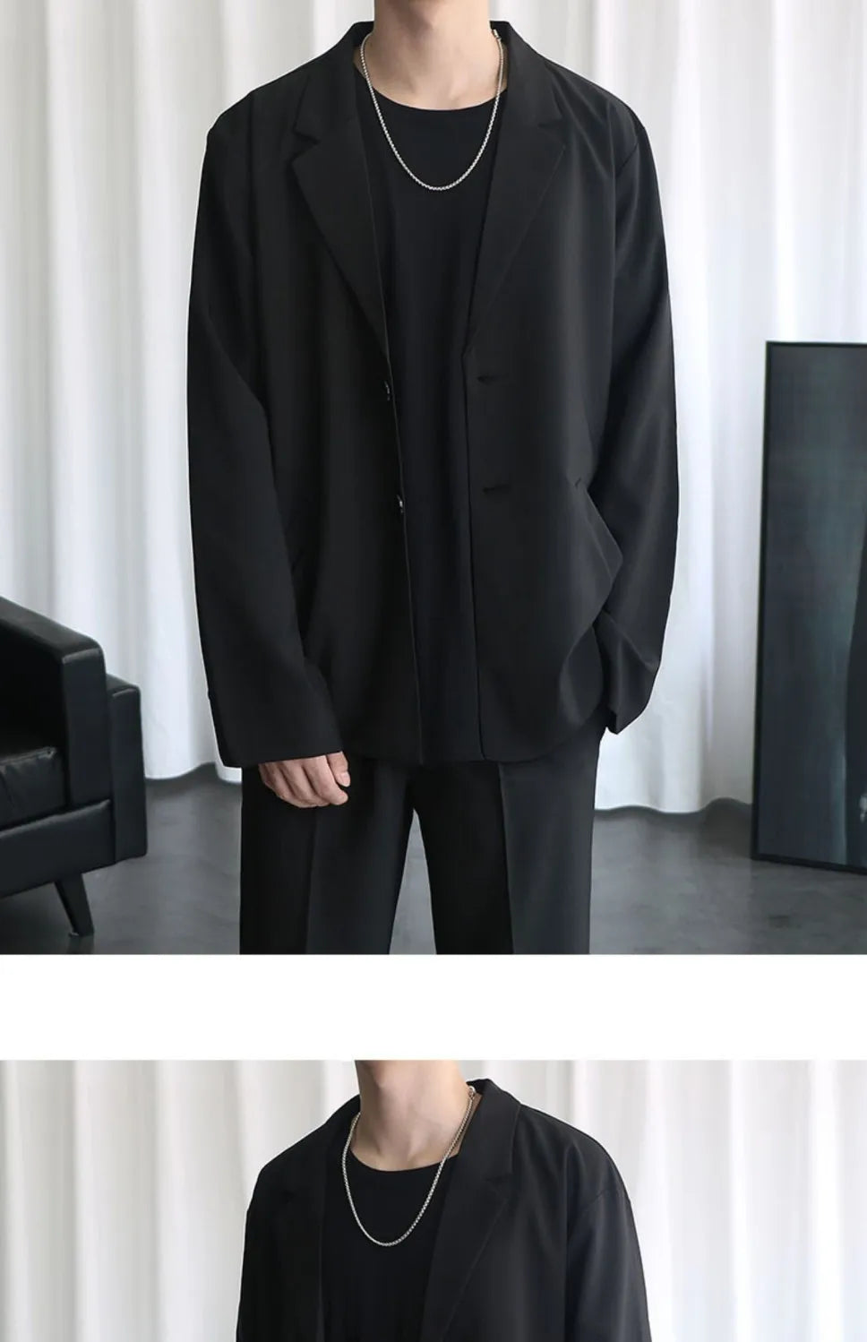 Riolio Male Elegant Casual Blazer Jacket Spring Autumn Versatile Loose Black Casual Jacket American 2025 New High Street Men's Suit