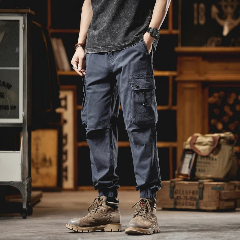 Riolio Joggers Cargo Pants Men Casual Multi Pocket Male Trousers Sweatpants Streetwear Techwear Tactical Track Black Pants Men