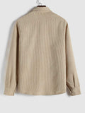 Riolio Shirts for Men Corduroy Long Sleeves Shirt Half Button Solid Blouses Fall Spring Streetwear Overshirts Tops with Pocket