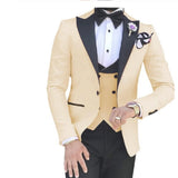 Riolio prom suit Men 3 Pieces Suits For Men Custom Made Groom Groomsmen Tuxedos Wedding Men Suit Terno Masculino(Jacket+Pant+Vest)