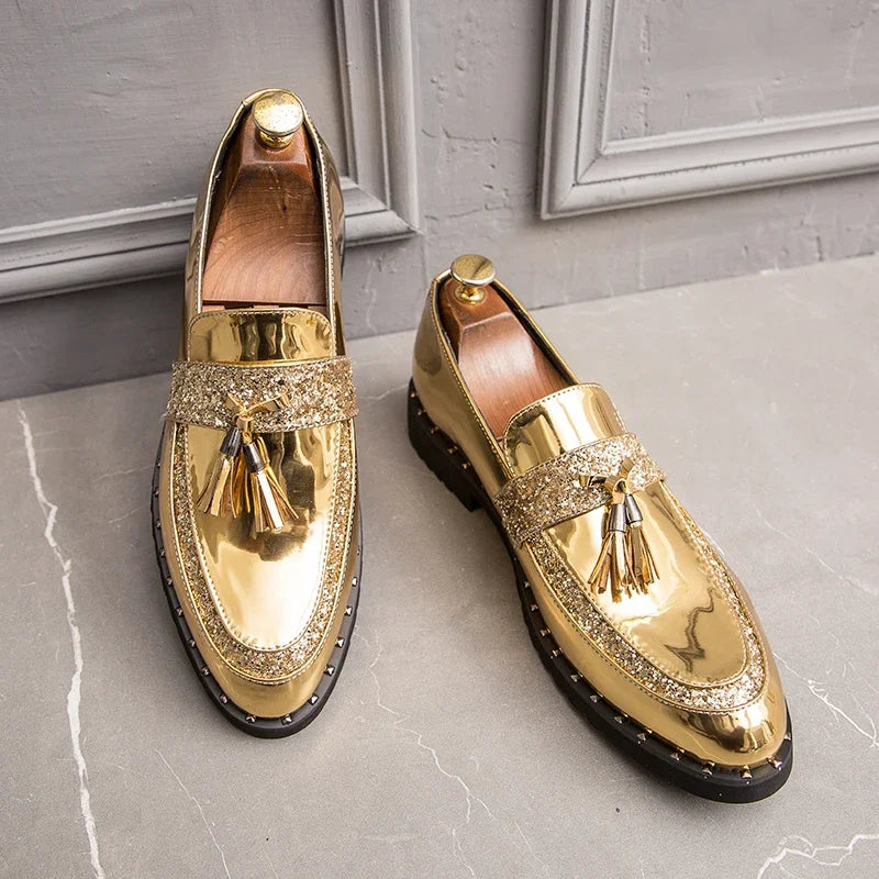 Patent Leather Shoes For Men Formal Men Classic Coiffeur Italian Tassel Loafers Men Party Shoes wedding Club dress Shoes