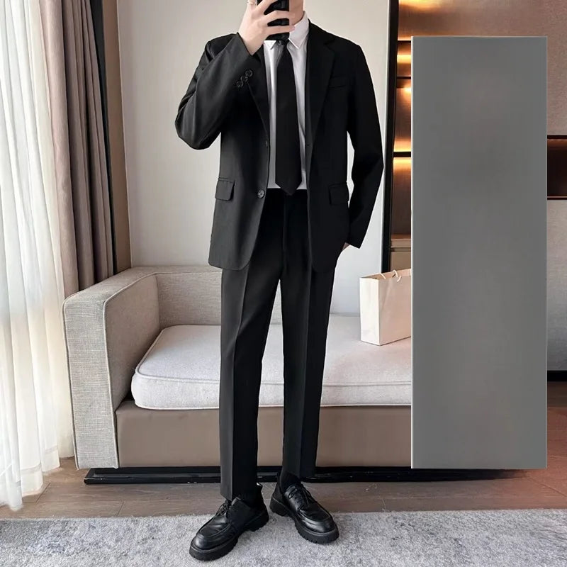 Riolio Busin Casual Men's Suit Set Jaet Casual Spring Autumn Wedding Best Man Marriage Career Formal Small Suit M