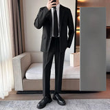 Riolio Busin Casual Men's Suit Set Jaet Casual Spring Autumn Wedding Best Man Marriage Career Formal Small Suit M