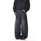 Riolio American spring and autumn men and women washed curved knife jeans for couples loose and trendy straight leg casual pants y2k
