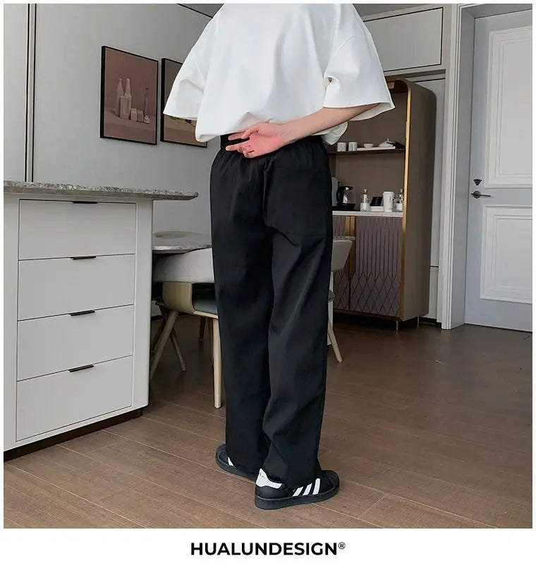 Riolio Men's Shirt Pants Set High-end Shirt Suit Trendy Spring Handsome Long-sleeved Top Loose Straight Trousers Two-piece Set