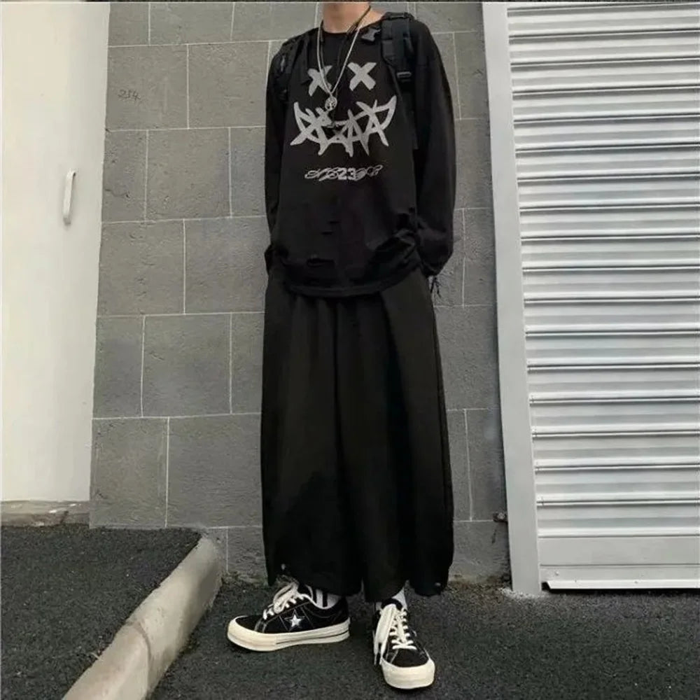 Riolio Men Trousers Plain Loose Oversize Casual Pants Spring Streetwear Fashion Leggings Button Wide-Leg Pants Men'S Clothing 2025  New