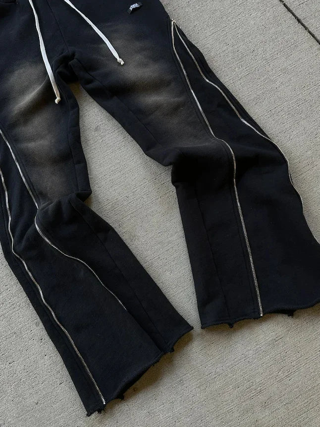 Riolio Y2K Retro Zipper Decoration Sweatpants Pants Streetwear Baggy Casual Pants Men Women Harajuku Hip Hop Letter Jogging Trousers