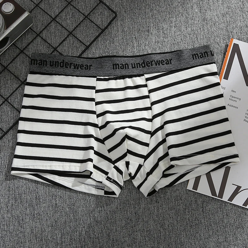Riolio Men's Sexy Flat Angle Pants, Cotton Men's Underwear, Soft, Comfortable, Breathable Underwear, Men's Boxer Ice Silk Stripes