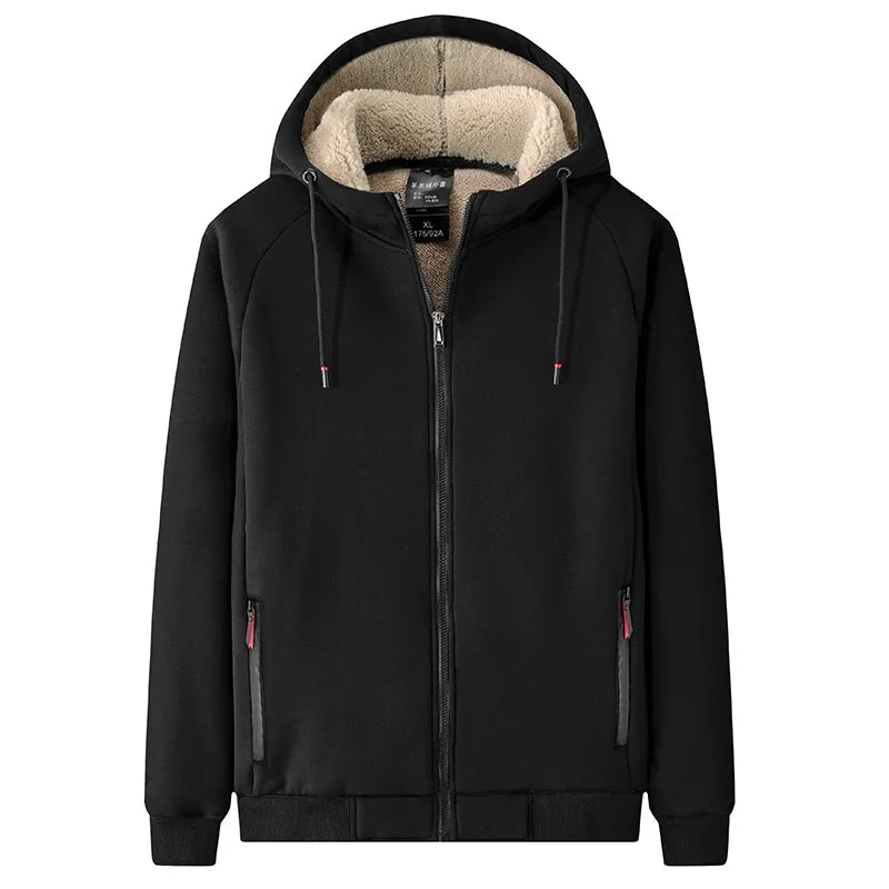 Riolio Winter Thicken Hooded cotton winter new plus cashmere men's casual lamb cashmere plus size Hoodie Plush coat L-8XL streetwear