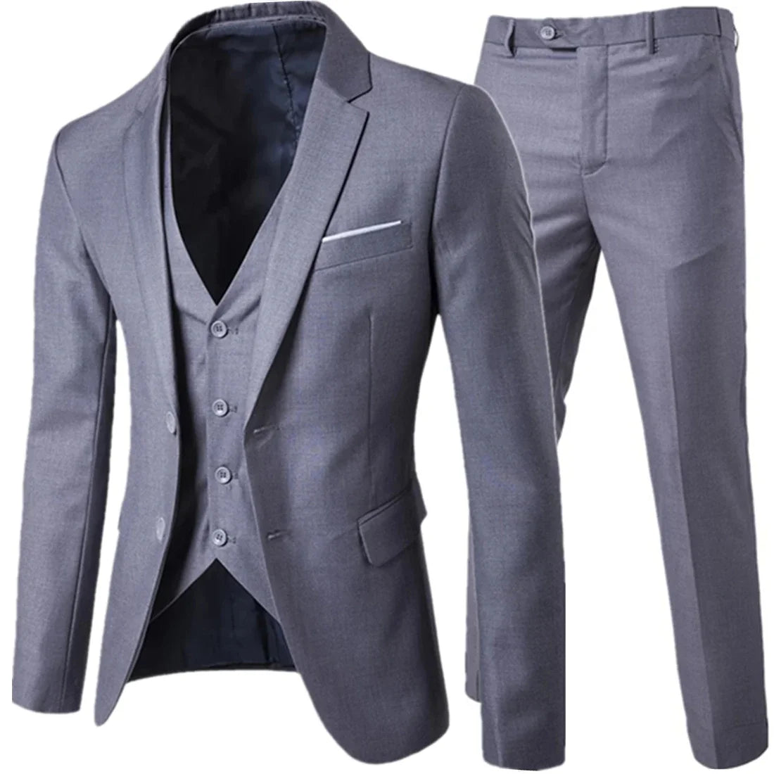 Riolio Business Suit Jacket Coat Blazers Trousers Waistcoat Men Wedding Three Pieces Pants Vest Large Size Professional Dress 3 Pcs Set