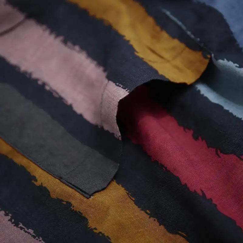 Riolio Men's Muslim Long Sleeve Cotton Striped Robes Islamic Arabian Kaftan Suit Middle East Dubai Abaya Retro Spring Clothing 2025 New