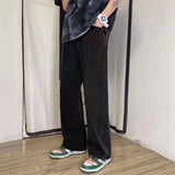Riolio Men Simple Straight Leg Casual Jeans Male Baggy Korean Streetwear Denim Pants Basic Youth Popular Daily Wide Leg Denim Trousers